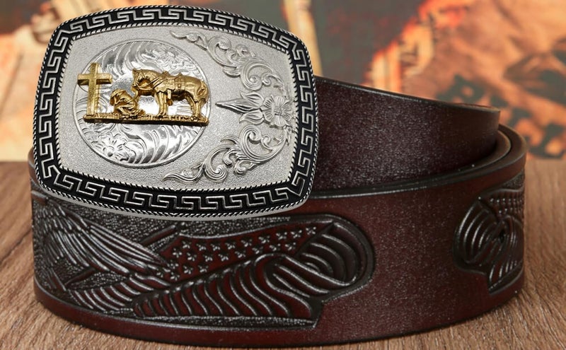 WMG Western Belt Buckles for men women - Praying Rodeo Cowboy Belt Buckle for Men Women - Fits Up to 2 Inch Belts - Image 3
